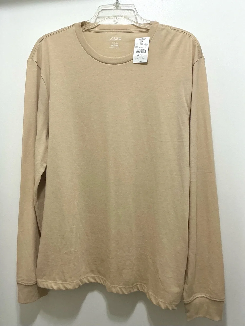 J. Crew Men's Long-Sleeve Washed Jersey Tee Khaki L
